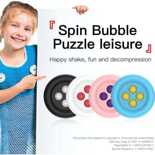 Stress Relief Pop Fidget Spinner Push Popper Spin Bubbles Poppet Simple Dimple Sensory Hand Popping Toy Infinite Circle Beads