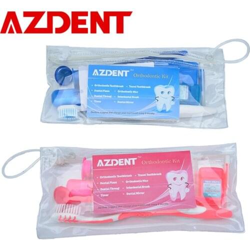 AZDENT (8pcs/kit) Interdental Brush Dental Gum Interdental Tooth Brush Teeth Whitening Kit with Toothbrush Oral Care Toothpick