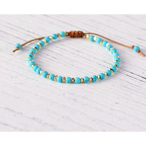 Boho 4mm blue friendship bracelet cut surface metal beads adjustable women bracelet 2019 new charm jewelry men bracele