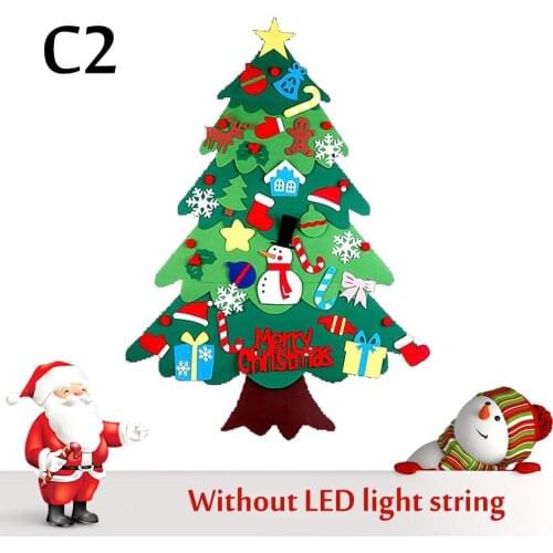 Kids DIY Felt Christmas Artificial Tree With Ornaments Children New Year Gifts Xmas 2021 Door Wall Hanging Toys For Children