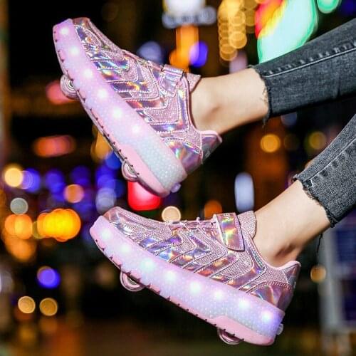 Toddler 2021 Children running shoes on wheels Glowing Roller Sneakers USB Light Roller Skate Shoes Kids Led Shoes for Boys Girls