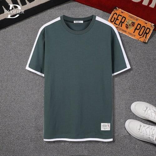 Men Casual Tshirts Summer New Mens Hip Hop Street Sports Tee Shirts Harajuku Male Solid Patchwork T Shirts O-Neck Large Size