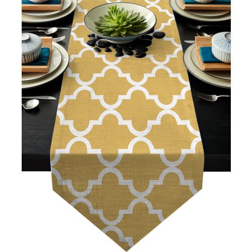 Geometric Lattice Prismatic Moroccan Style Yellow Table Runners Tablerunner Holidays Wedding Vintage Table Runner Small Long