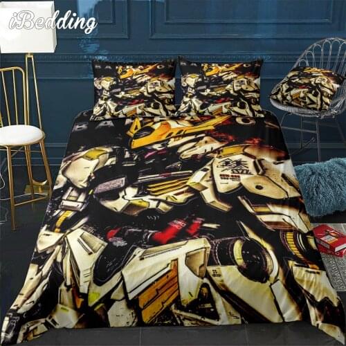 Gundam Bedding Set Anime Duvet Covers Childrens Bed Set Double Bed Twin Size Bedding Quilt Cover Pillow Cases 2/3Pcs for Home