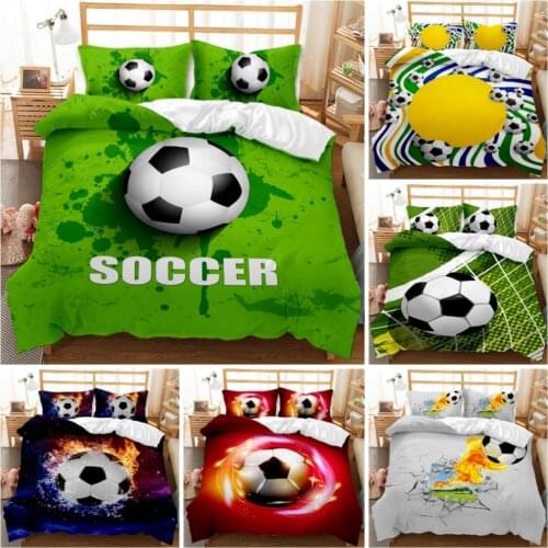 I Love Football 3D Print Comforter Bedding Set Soccer Queen Twin Single Size Duvet Cover Set Pillowcase Luxury
