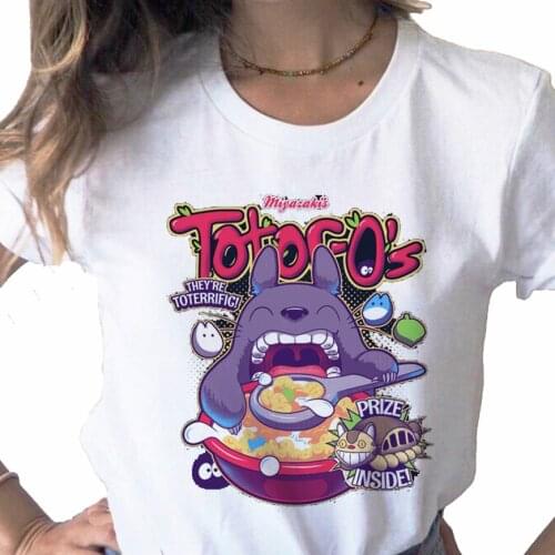 Summer Fashion Totoro Cute Anime Top print ladies T-shirt casual basis O-collar white shirt short sleeve ladies Tshirt,Drop Ship