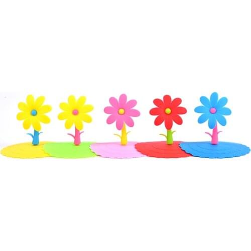 Cute Anti-dust Bowl Cover Cup Flowers Adorn Water Drinking Cup Lid Silicone Seals Glass Mugs Cap Cups Lid-silicon