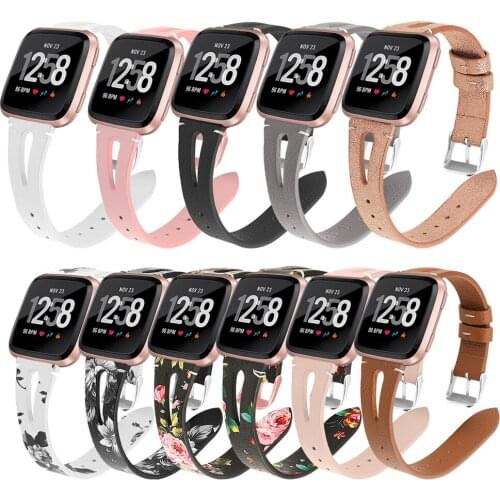 Fashion Leather Watch Band For Fitbit Versa 2 Wrist Strap Replacement Bracelet Printed Leather Band For Fitbit Versa Lite