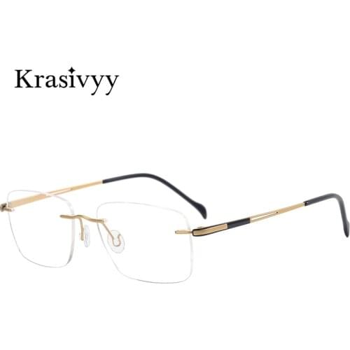 Krasivyy Square Rimless Glasses Frame Men Ultralight Myopia Optical Prescription Eyeglasses Women New Korean Titanium Eyewear