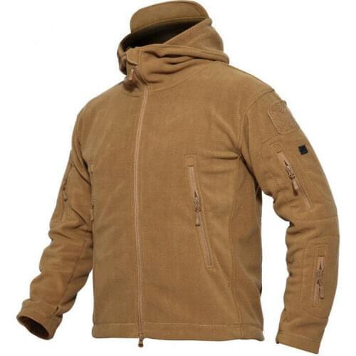 Mens Winter Polar Fleece Hunting Outdoor Jacket Tactical Military Coat Hoodie Versatile Long Sleeve Hood Solid Color Leisure
