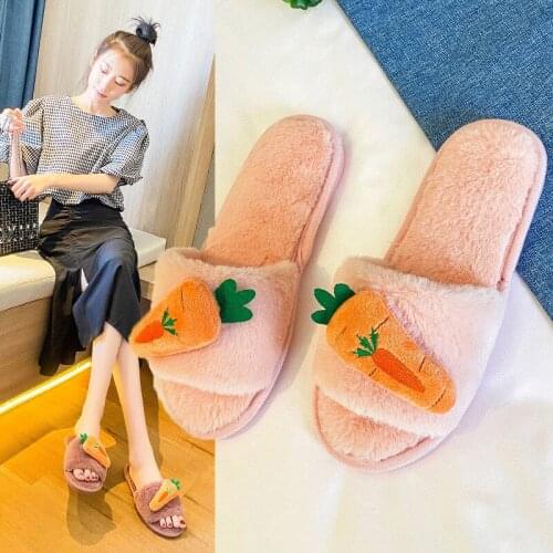 Women Soft Home Flat Carrot Slippers Cotton Winter Warm Woman Fashion House Shoes Floor Comfort Female Style Indoor