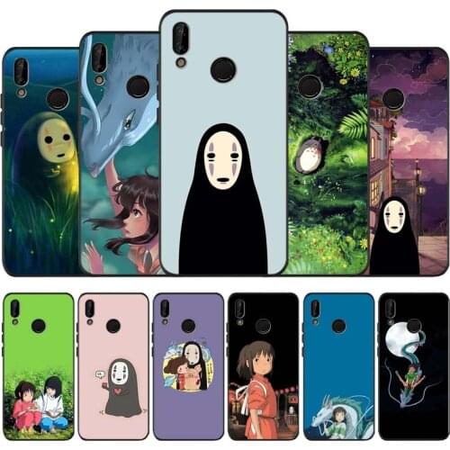 Cartoon Spirit Away Black Soft Phone Case For Huawei P40 P30 P20 Mate 10 20 30 40 Pro lite Plus P smart 2019 2020 TPU Cover