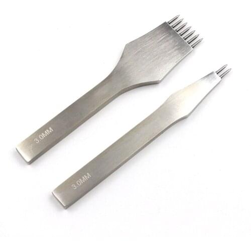 2pcs/set Silver Leather Hole Punching Tool Set Sewing Stitching Puncher Leather Craftwork Puncher Household Leather Tools