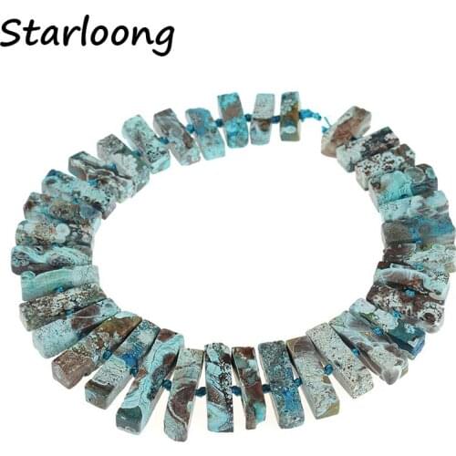 Natural Stone Blue Brown White Ocean Sediment Cuboid Cone Drilling Jaspers Agates Loose Gem Strand Beads for DIY Jewelry Making