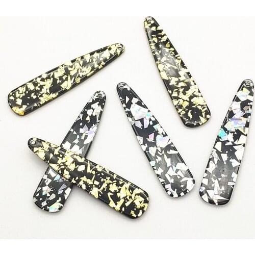 New arrival! 54x12mm 100pcs/lot Acrylic Ice crack effect drop-shape charms for earring/Jewelry DIY making(As shown)