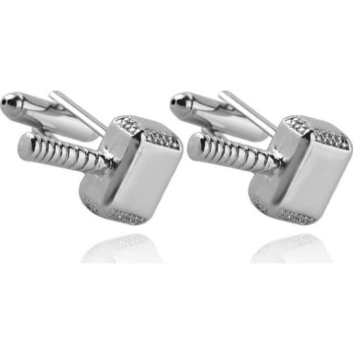 One pair popular alloy rhodium color around movie hammer charm French style mens cufflinks xyc175