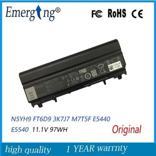 9Cells 97Wh Original New Laptop Battery for Dell Latitude E5440 E5540 N5YH9 FT6D9 3K7J7 M7T5F