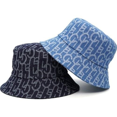 2021 Letter Fisherman Hat Women Men Luxury Brand Denim Bucket Hat Spring and Summer Sun Bucket Designer