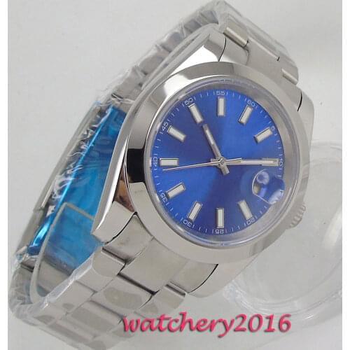 Luxury 40mm Blue Dial Sapphire glass top brand Luxury Automatic MIYOTA 8215 movement Mens Stainless steel Wristwatches