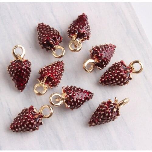 10pcs 3D Mulberry fruit Zinc Alloy metal Enamel Charm Pendant for Earring Necklace Bracelet Making DIY Jewelry Findings YZ400