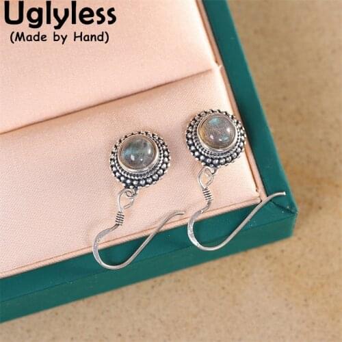 Uglyless 4MM Super MINI Topaz Studs Earrings for Women Vintage Exotic Thai Silver Earrings Solid 925 Silver Lotus Brincos E1677