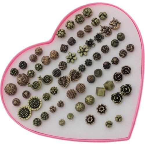 36 Pair Retro Mixed Style Stud Earrings Resin Ear Studs for Women Girls Gift
