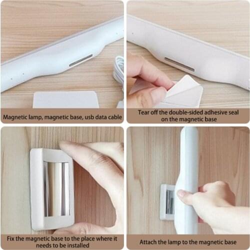 LED Desk Lamp Hanging Magnetic Night Light 6000K 14 LEDs USB Charging Table Lamp for Home Office Kitchen Closet Bedroom Wardrob