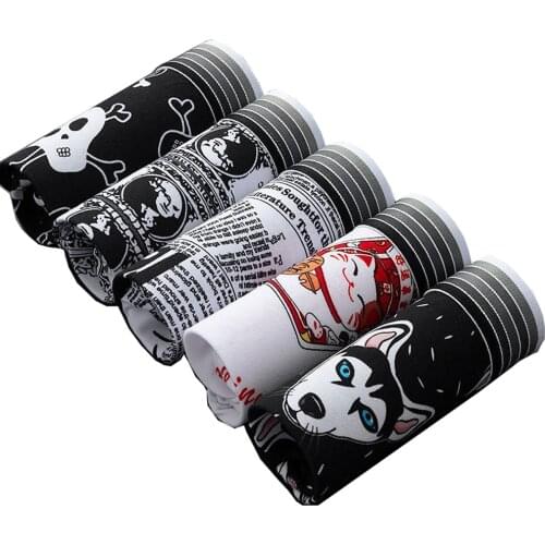 New 5Pcs Mens Underwear Cartoons Underwears Fashion Mens Boxers Boy Underpants Comfortable Boxer Soft Breathable Male Panties