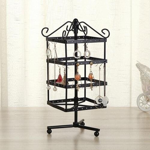 50% Hot Sales Iron Jewelry Display Shelf Square Rotatable Earrings Storage Rack Home Decor 2021 New