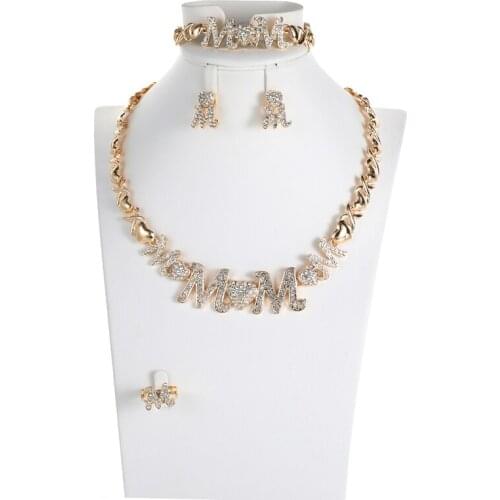 Mothers Day Jewelry Set Gift Stainless Steel Mama Love Heart Jewelry Set Pendant Necklace Earrings Mom Thanksgiving Gift