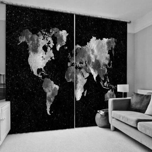 Custom black stars curtains map curtain Bedroom living room windproof thickening blackout fabric
