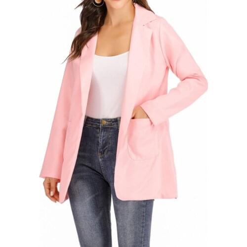 Womens Jacket Urban Solid Blazers Autumn Fashion Casual Suit Turn-down Collar Cotton Slim Leader Sleeves Small Suit Jacket