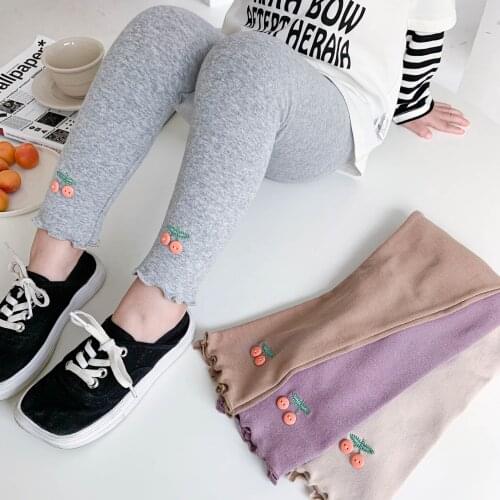 2 3 4 5 6 Years Toddler Girl Leggings Fashion Solid Cherry Skinny Pants for Girl Baby Kids Autumn Cotton Trousers Leggings 2020