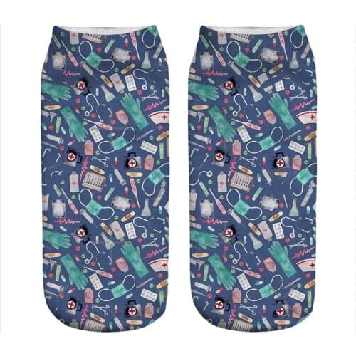 Womens socks kawaii Medical Doctor Nurse Printed Socks Woman harajuku Happy Funny Novelty cute girl gift Socks for women