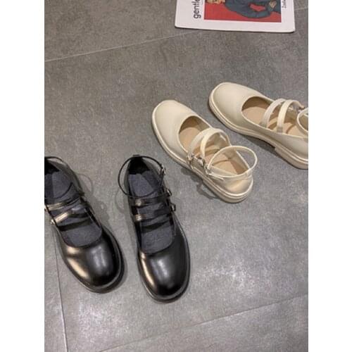 Mary Jane thick heel small leather shoes women summer 2021 new wild British style retro shallow mouth single shoes