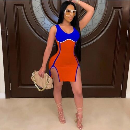 Summer Clothing Sexy Dress Double Zipper Sleeveless Slit Dresses for Women Birthday Lounge Club Outfits Streetwear Y2k Wholesale