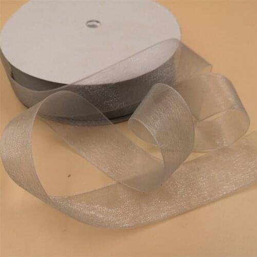1" 25mm X 100yards Solid Silver Sheer Organza Ribbon Transparent For Wedding Party High Quality DIY Craft