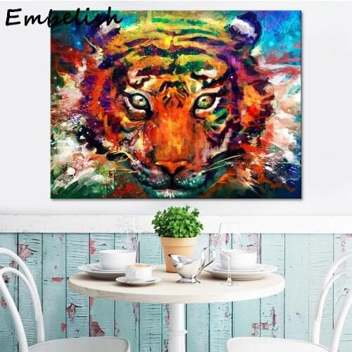Canvas Paintings Wall Art Framework 1 Piece/Pcs Colorful Tiger Pictures HD Prints Abstract Animal Posters Home Decor