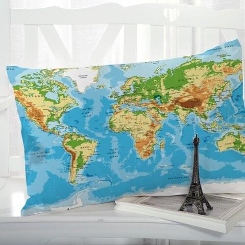 1pc Pillow cover Pillow case Luxury Bedding Pillowcase Pillowcovers decorative 50x70 50x75 Customizable size 3D Print Map sea