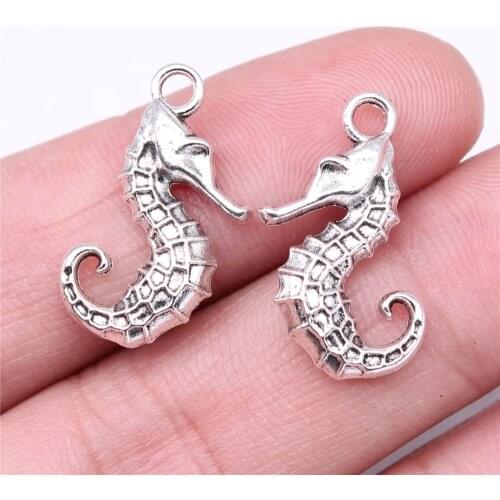 WYSIWYG 10pcs Charms 23x11mm Seahorse Charms For Jewelry Making DIY Jewelry Findings Antique Silver Color Alloy Charms Pendant