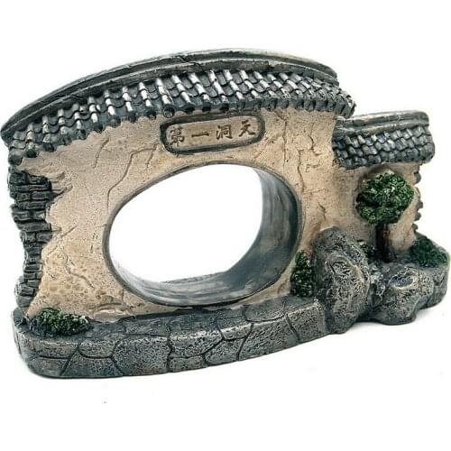 15cm Resin Door Aquarium Ornament Shrimp Ceramic Rock Cave Decoration Fish Tank Cave Decor Fish Hiding Cave