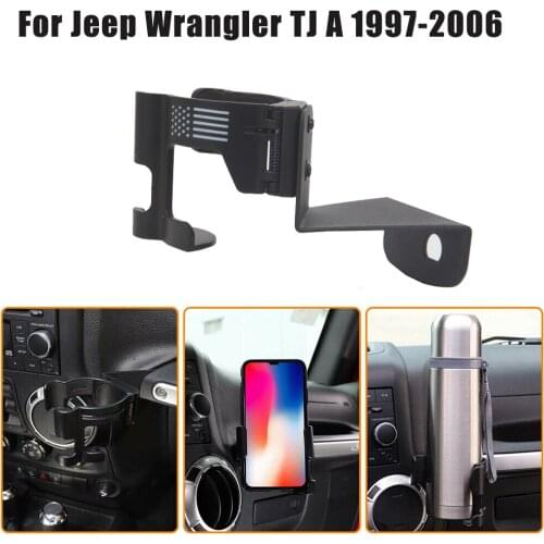 2 in 1 Multi-Function Drink Cup Phone Holder Bolt-on Stand Bracket Organizer for Jeep Wrangler TJ A 1997-2006 Water Cup Rack