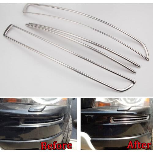 4pcs Stainless Steel Car Front Bumper Air Intake Molding Trims Fit For Volvo XC90 2008 2009 2010 2011 2012 2013 2014 Accessories