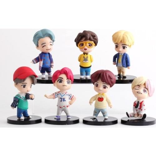 7Pcs/set Antistress Anime Bangtan Boys Groups Model Toys KPOP Star TOP Group A.R.M.Y PVC Action Figures Gift Home Decor Fidget