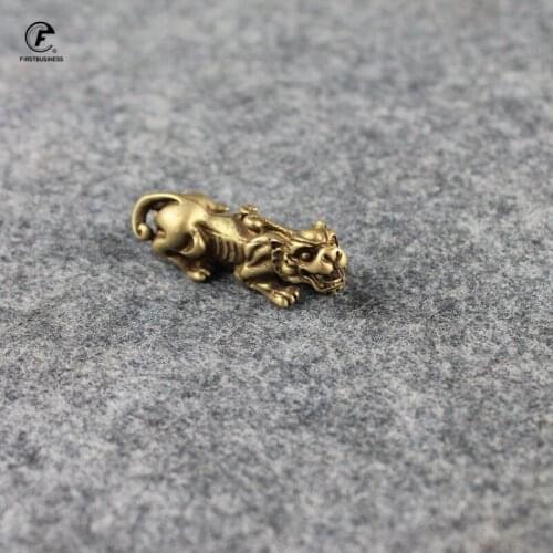 Antique Copper Chinese Mythical Beast Pixiu Miniature Figurines 1 Pcs Ornaments Brass Lucky Animal PiXiu Desktop Decorations
