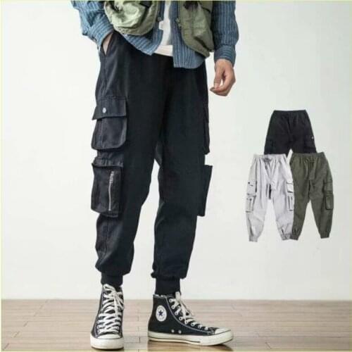 Winter Casual Pants Plus Size Menswear Loose Tooling Ankle Banded Pants Capri Cargo Pants Mens Fashion Drawstring Sweatpants