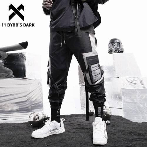 11 BYBBS DARK Pockets Patchwork Hip Hop Cargo Pants 2020 Harajuku Sweatpants Streetwear Fashion Ribbons Joggers Men Trousers
