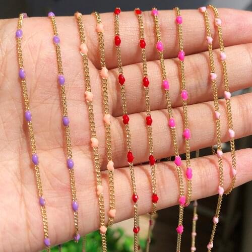 Gold Color Stainless Steel Wire Wrapped Rosary Chain Beads for Bracelets Anklet For Jewelry Making DIY Handmade Accessories 1m