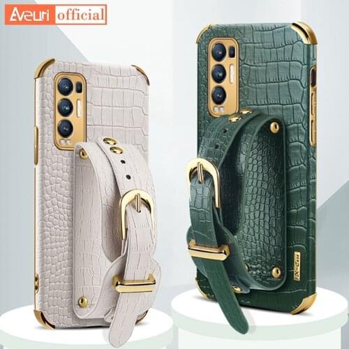 Wrist Strap Phone Case For OPPO Reno 3 4 5 6 Pro Plus 4 5 Lite 4Z 5Z Luxury Leather Cover Case For OPPO Find X2 Lite X3 Neo Pro