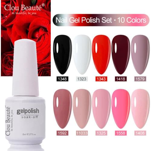 Clou Beaute 8ml 10pcs/lot Nail Gel Polish Set Vernis Semi Permanent UV LED Gel Varnish Hybrid Nail Art Long Lasting Gel Glue